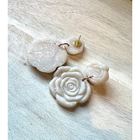 Earrings Statement Earrings Handcrafted Artwork Opal Floral - Picture 4 of 5